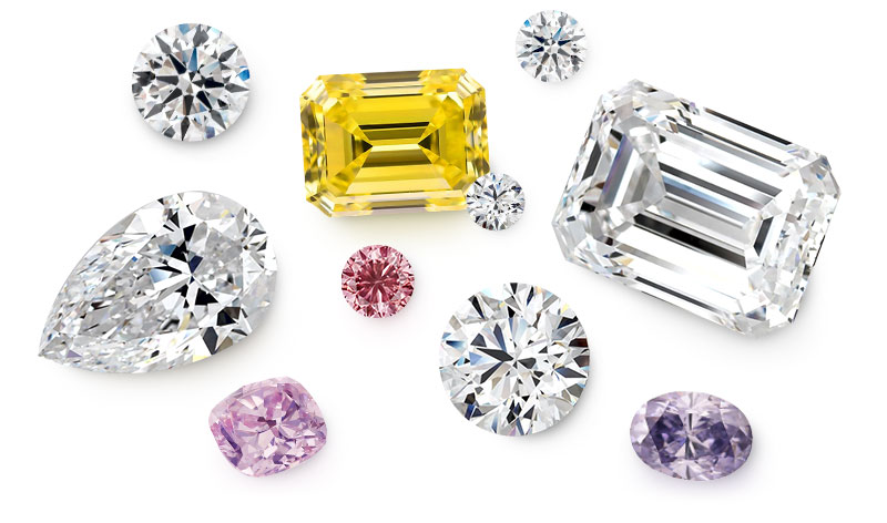 Náhledový obrázek - Set čirých a barevných diamantů VVDiamonds