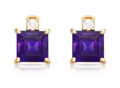 zlaté náušnice s ametysty 6.30ct s IGI certifikáty