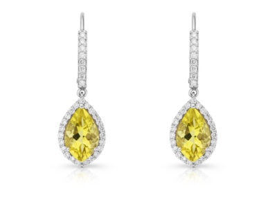 zlaté náušnice s citríny 2.91ct s IGI certifikáty