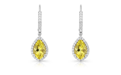 zlaté náušnice s citríny 2.91ct s IGI certifikáty