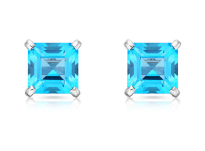 zlaté náušnice s modrými topazy 6.64ct s IGI certifikáty