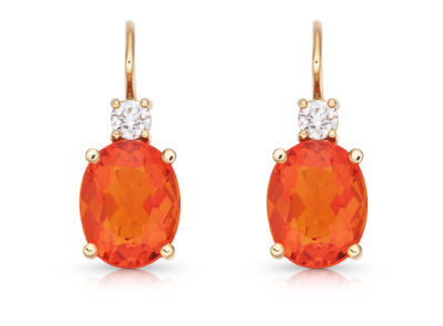 zlaté náušnice s ohnivými opály 3.39ct s IGI certifikáty