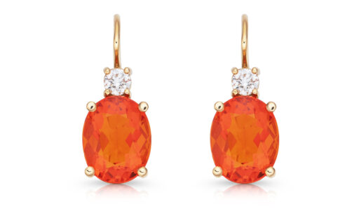 zlaté náušnice s ohnivými opály 3.39ct s IGI certifikáty