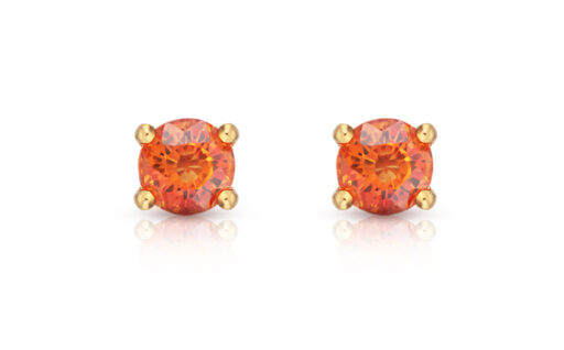 zlaté náušnice s oranžovými safíry 1.11ct s IGI certifikáty