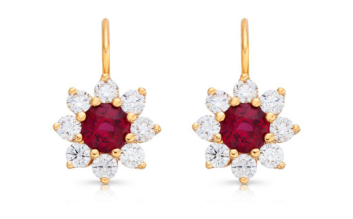 zlaté náušnice s rubíny 1.23ct s IGI certifikáty