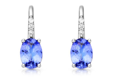 zlaté náušnice s tanzanity 1.49ct s IGI certifikáty