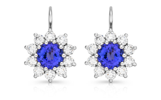 zlaté náušnice s tanzanity 1.91ct s IGI certifikáty