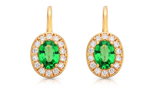 zlaté náušnice s tsavority 1.46ct s IGI certifikáty