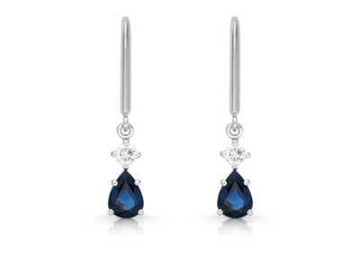 zlaté náušnice se safíry 1.48ct s IGI certifikáty