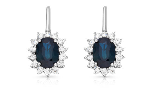 zlaté náušnice se safíry 2.30ct s IGI certifikáty