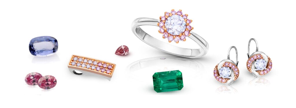 Náhledový obrázek – Šperky s růžovými diamanty a volné drahokamy