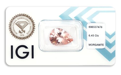 morganit 6.45ct deep yellowish pink s IGI certifikátem