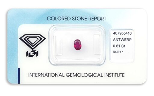 rubín 0.61ct deep purplish pink - red s IGI certifikátem