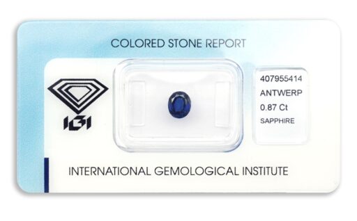 safír 0.87ct deep blue (tepelně neupraven) s IGI certifikátem