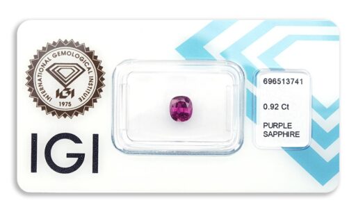 safír 0.92ct deep pink - purple s IGI certifikátem