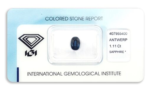 safír 1.11ct deep blue s IGI certifikátem