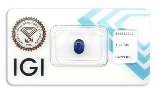 safír 1.22ct deep blue s IGI certifikátem