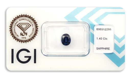 safír 1.40ct deep blue s IGI certifikátem