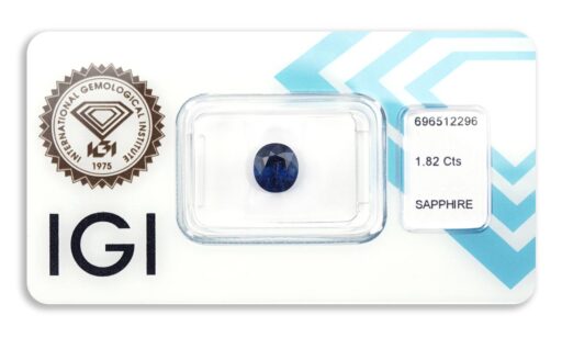 safír 1.82ct deep blue s IGI certifikátem