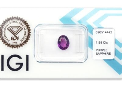 safír 1.99ct deep pink - purple (tepelně neupraven) s IGI certifikátem