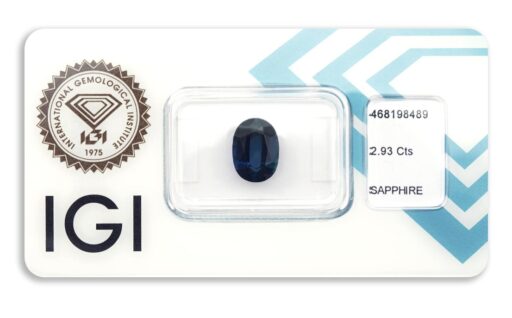 safír 2.93ct deep greenish blue (tepelně neupraven) s IGI certifikátem