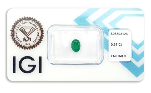 smaragd 0.67ct deep bluish green s IGI certifikátem