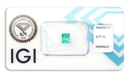 smaragd 0.77ct bluish green s IGI certifikátem
