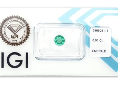 smaragd 0.91ct deep bluish green s IGI certifikátem