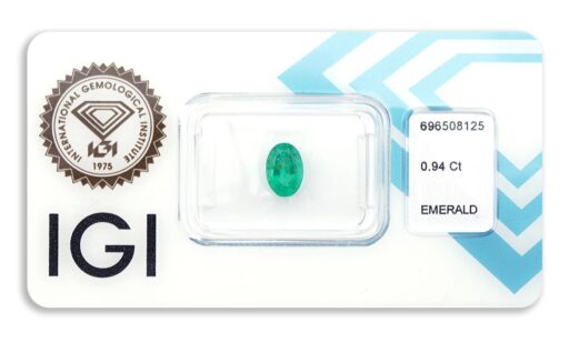 smaragd 0.94ct deep bluish green s IGI certifikátem
