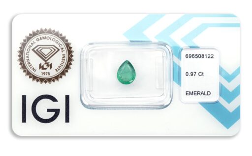 smaragd 0.97ct deep bluish green s IGI certifikátem