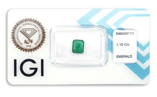 smaragd 1.10ct deep bluish green s IGI certifikátem
