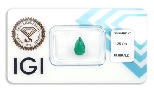 smaragd 1.25ct deep bluish green s IGI certifikátem