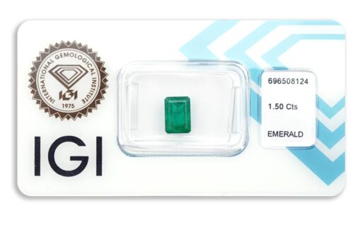 smaragd 1.50ct deep bluish green s IGI certifikátem