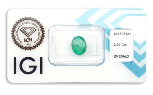 smaragd 2.91ct bluish green s IGI certifikátem