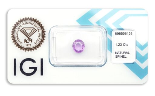spinel 1.23ct purple s IGI certifikátem