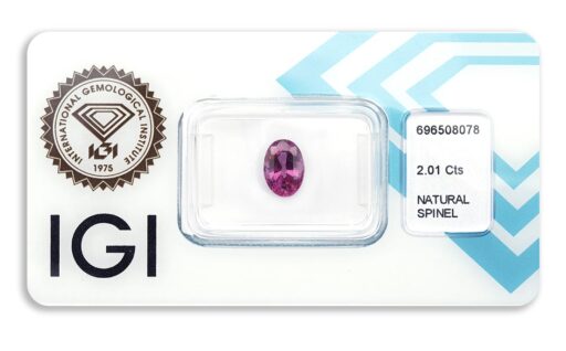 spinel 2.01ct deep purplish pink s IGI certifikátem