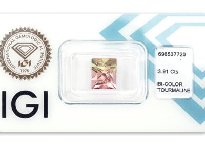 turmalín 3.91ct pink/light yellow s IGI certifikátem