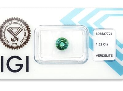 verdelit 1.32ct green s IGI certifikátem