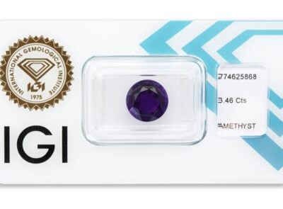 ametyst 3.46ct deep purple s IGI certifikátem
