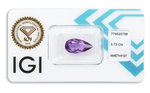 ametyst 3.73ct deep purple s IGI certifikátem