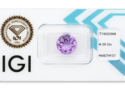 ametyst 4.39ct deep purple s IGI certifikátem
