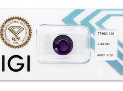 ametyst 5.43ct deep purple s IGI certifikátem
