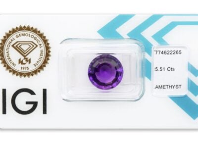 ametyst 5.51ct deep purple s IGI certifikátem