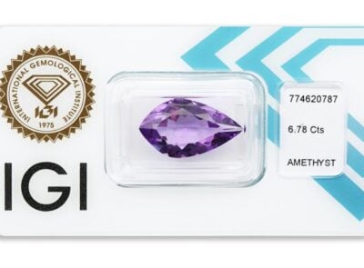 ametyst 6.78ct deep purple s IGI certifikátem