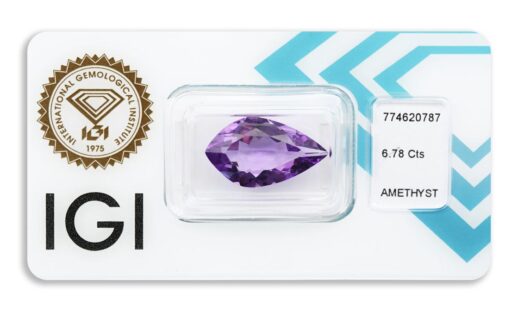 ametyst 6.78ct deep purple s IGI certifikátem
