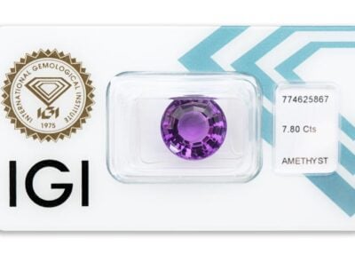 ametyst 7.80ct deep purple s IGI certifikátem