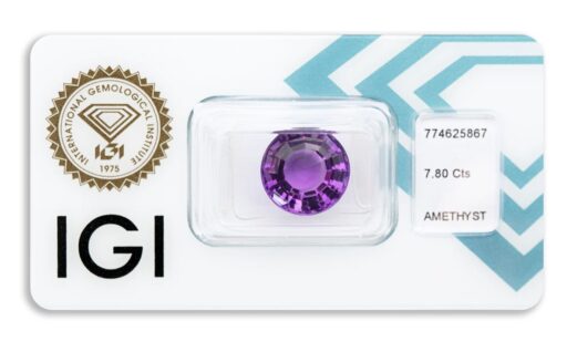 ametyst 7.80ct deep purple s IGI certifikátem