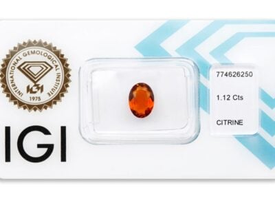 citrín 1.12ct deep yellowish orange s IGI certifikátem