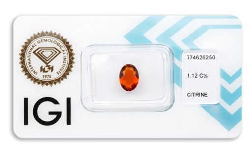 citrín 1.12ct deep yellowish orange s IGI certifikátem