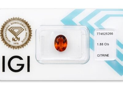 citrín 1.88ct deep yellowish orange s IGI certifikátem